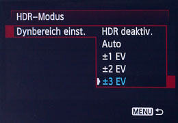 Screenshot HDR-Modus Dynbereich einst.