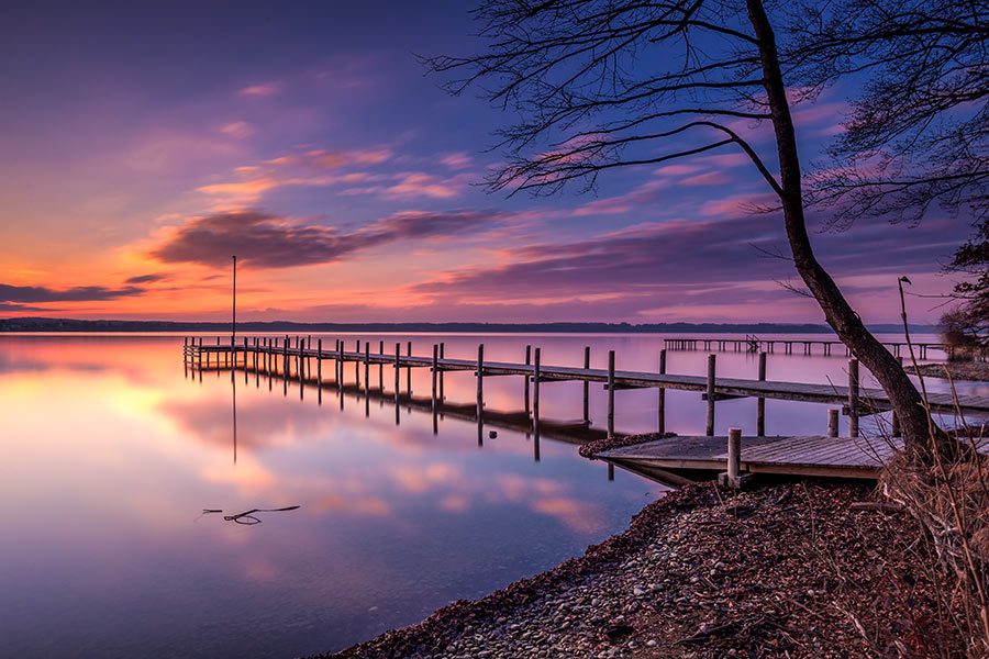 Aufnahme mit Filterkobination ND, ND-Grad und Polfilter nach Sonnenuntergang